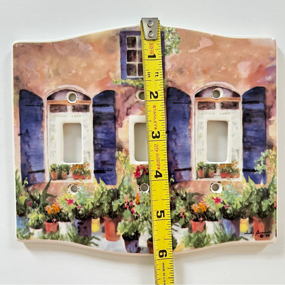 Vintage 3 Toggle Ceramic, Judy Buswell Artist signet Light Switch Cover 1999 - Picture 6 of 6